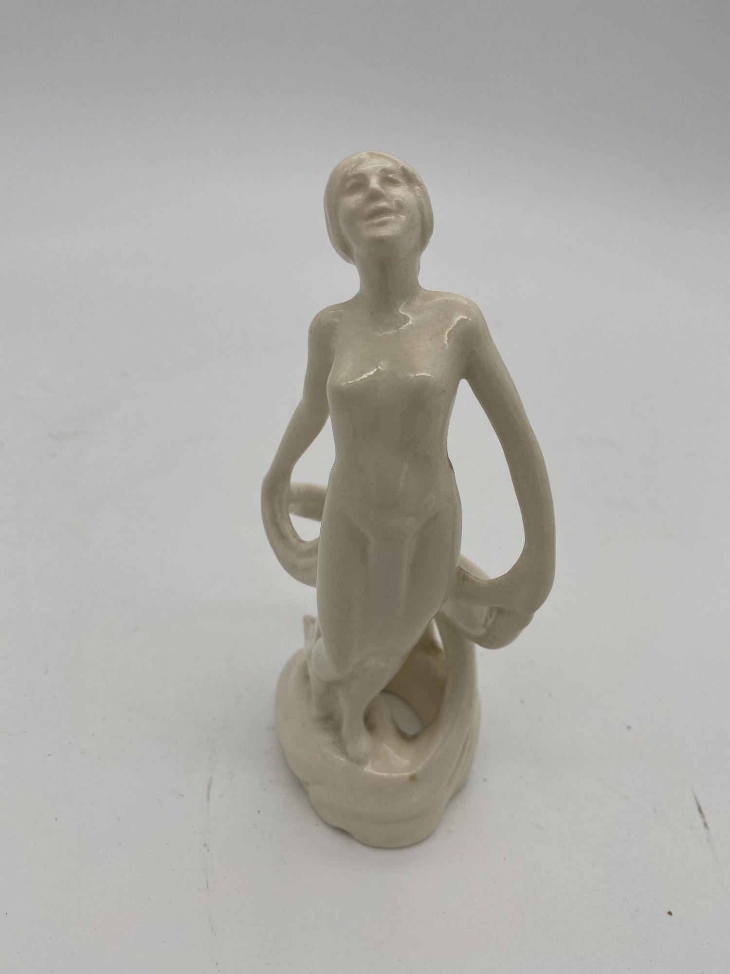 Flapper Ceramic Austrian Ceramic Nude Art Deco Flapper Statue For Sale at 1stDibs