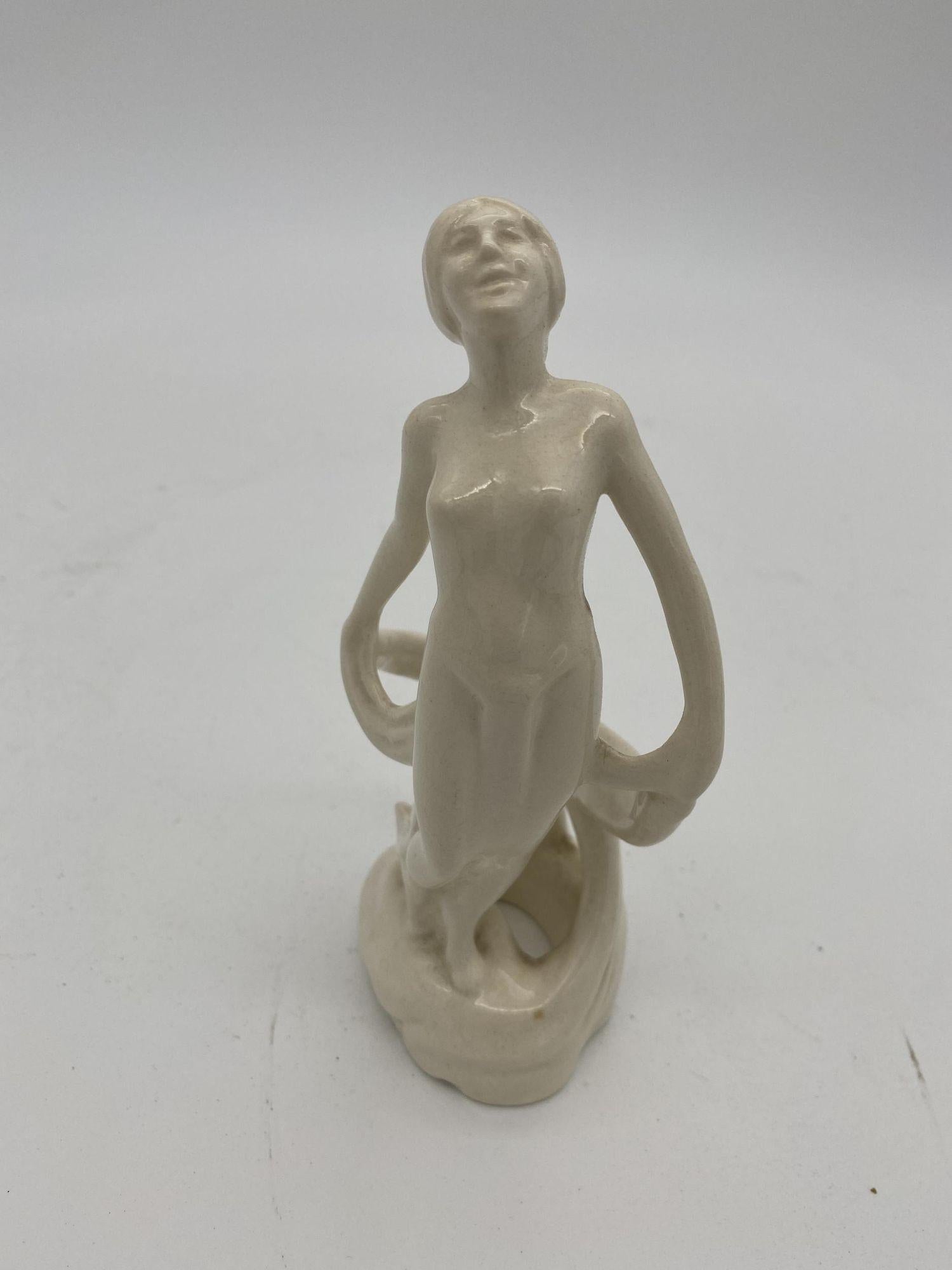 American Austrian Ceramic Nude Art Deco Flapper Statue For Sale