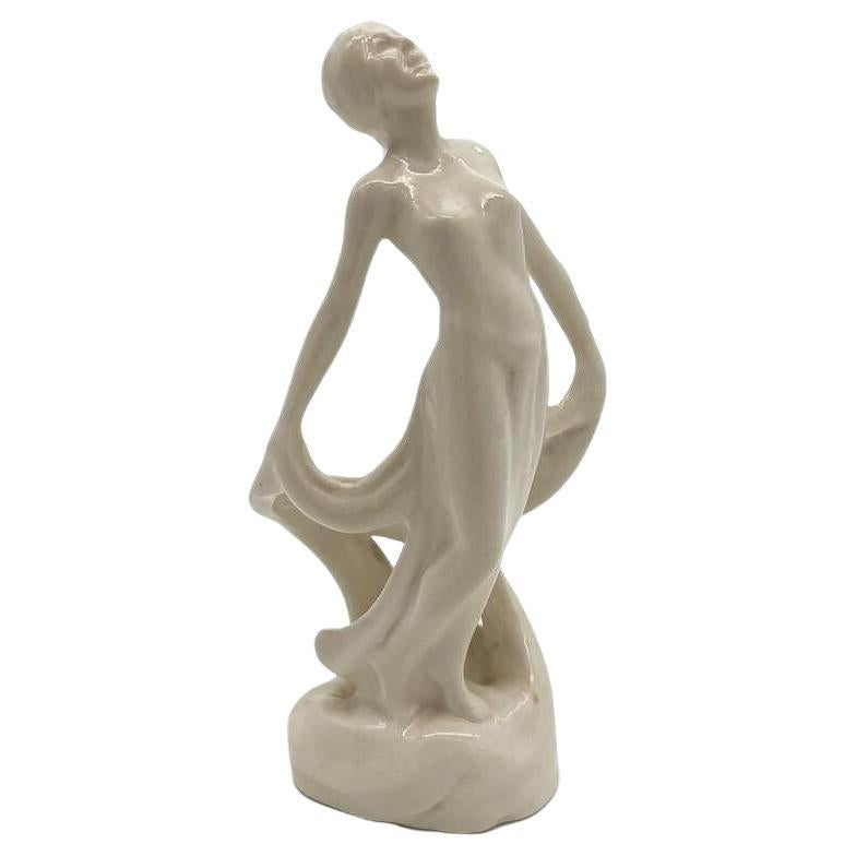 Statue de Flapper Art Déco en Céramique Autriche de Nu de 7 Pouces