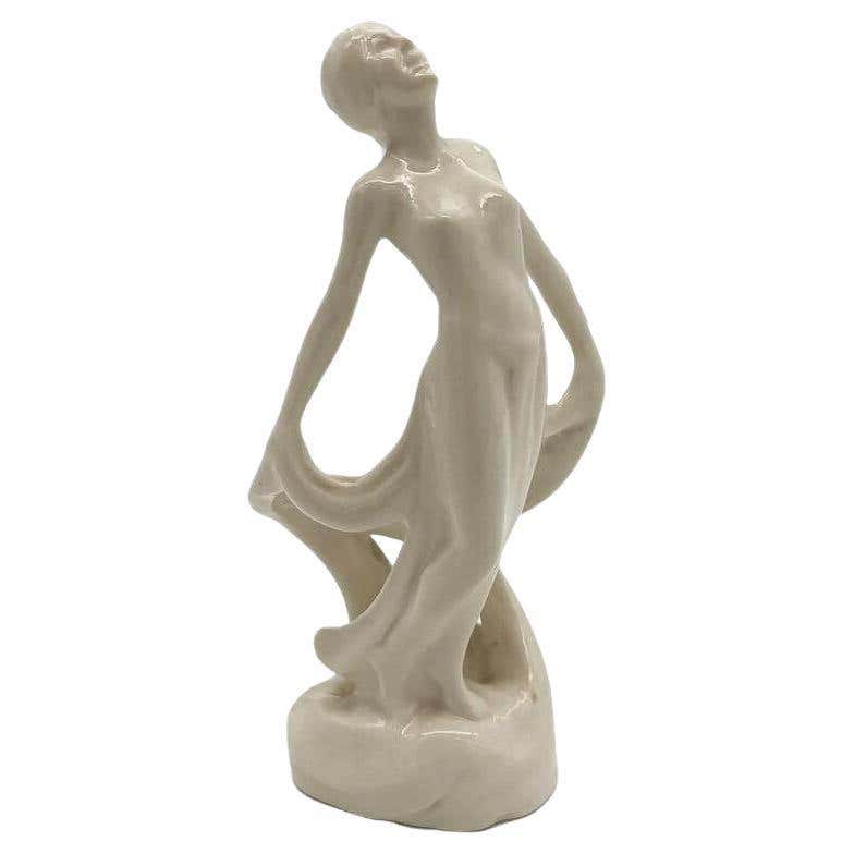 Flapper Ceramic Austrian Ceramic Nude Art Deco Flapper Statue For Sale at 1stDibs