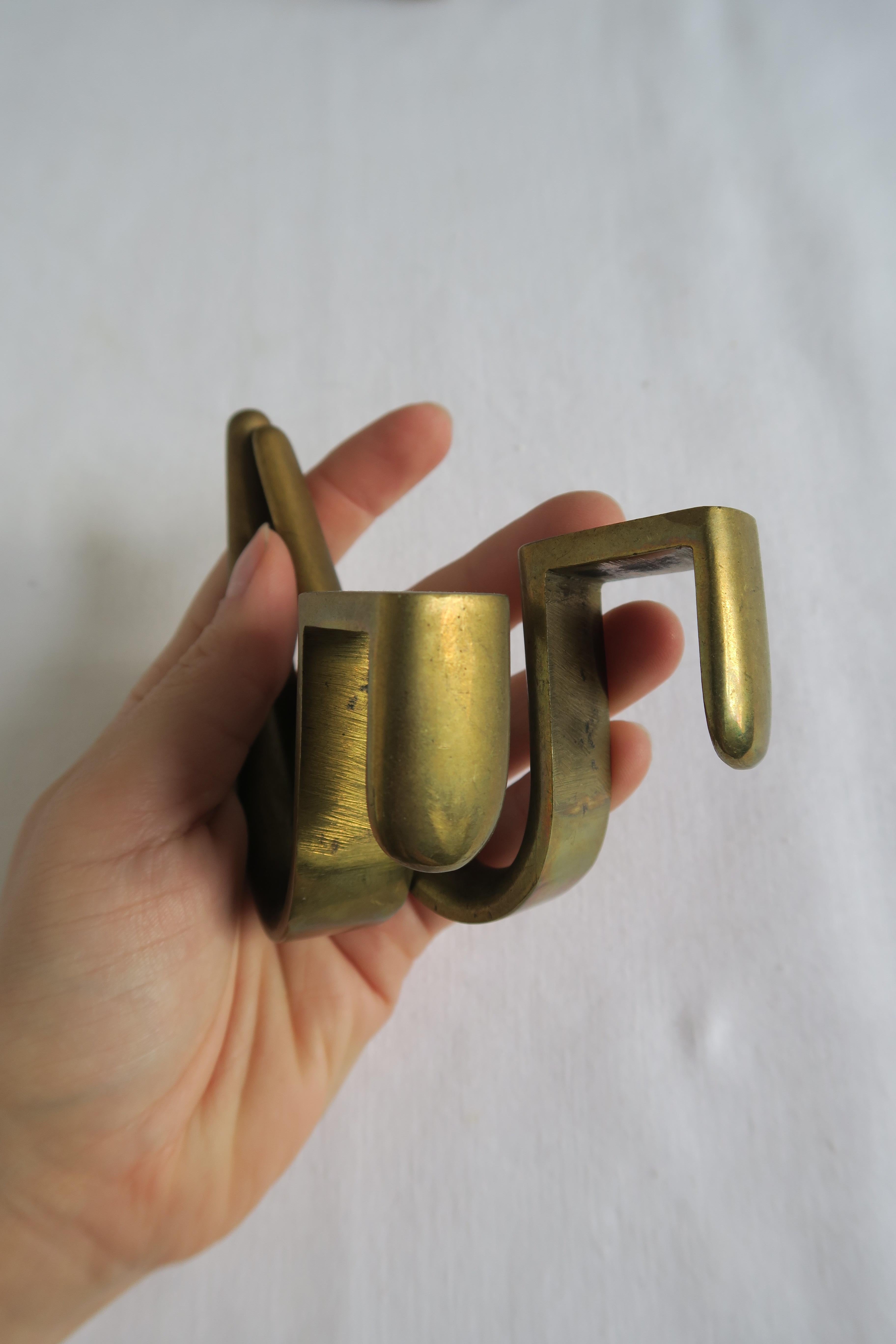 Hand-Crafted 7 Authentic Heavy Brass Coat Hooks Designed by Carl Auböck For Sale