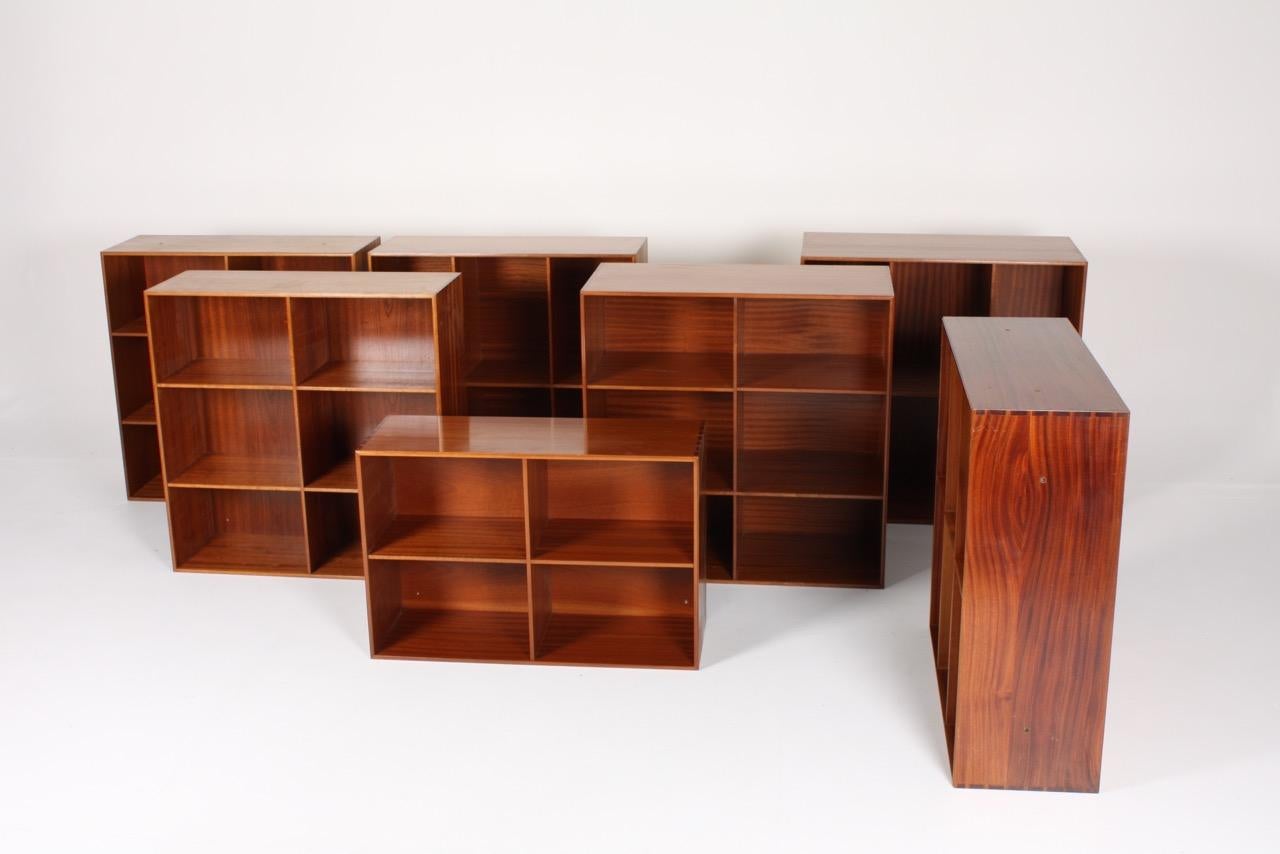 Mid-20th Century 7 Bookcases in Solid Mahogany by Mogens Koch, Made in Denmark, 1960s