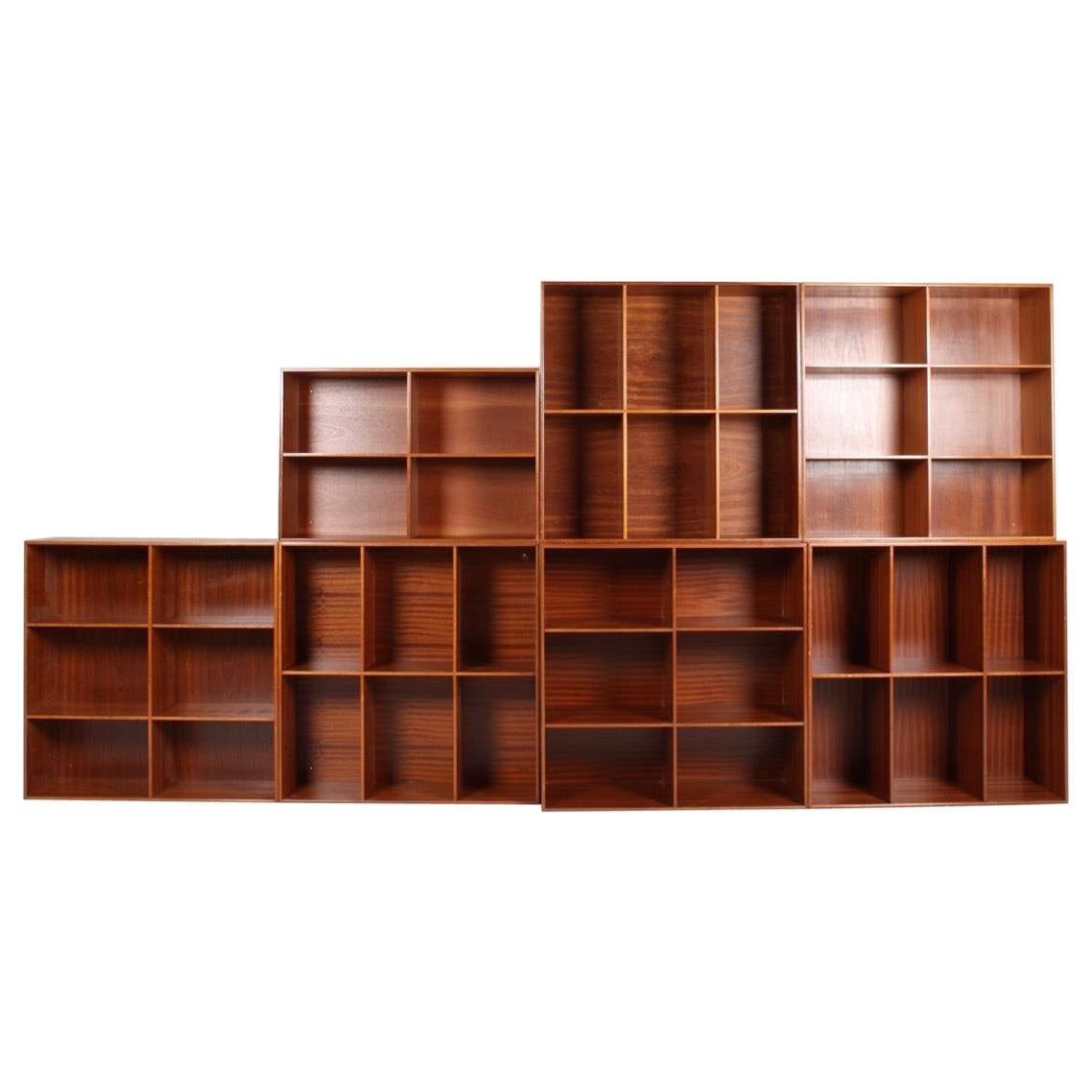 7 Bookcases in Solid Mahogany by Mogens Koch, Made in Denmark, 1960s