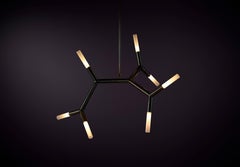 7 Branch Chain Dark Bronze and Glass Pendant Light by Christopher Boots