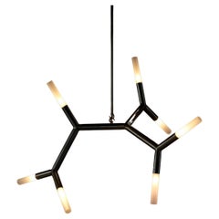 7 Branch Chain Dark Bronze and Glass Pendant Light by Christopher Boots