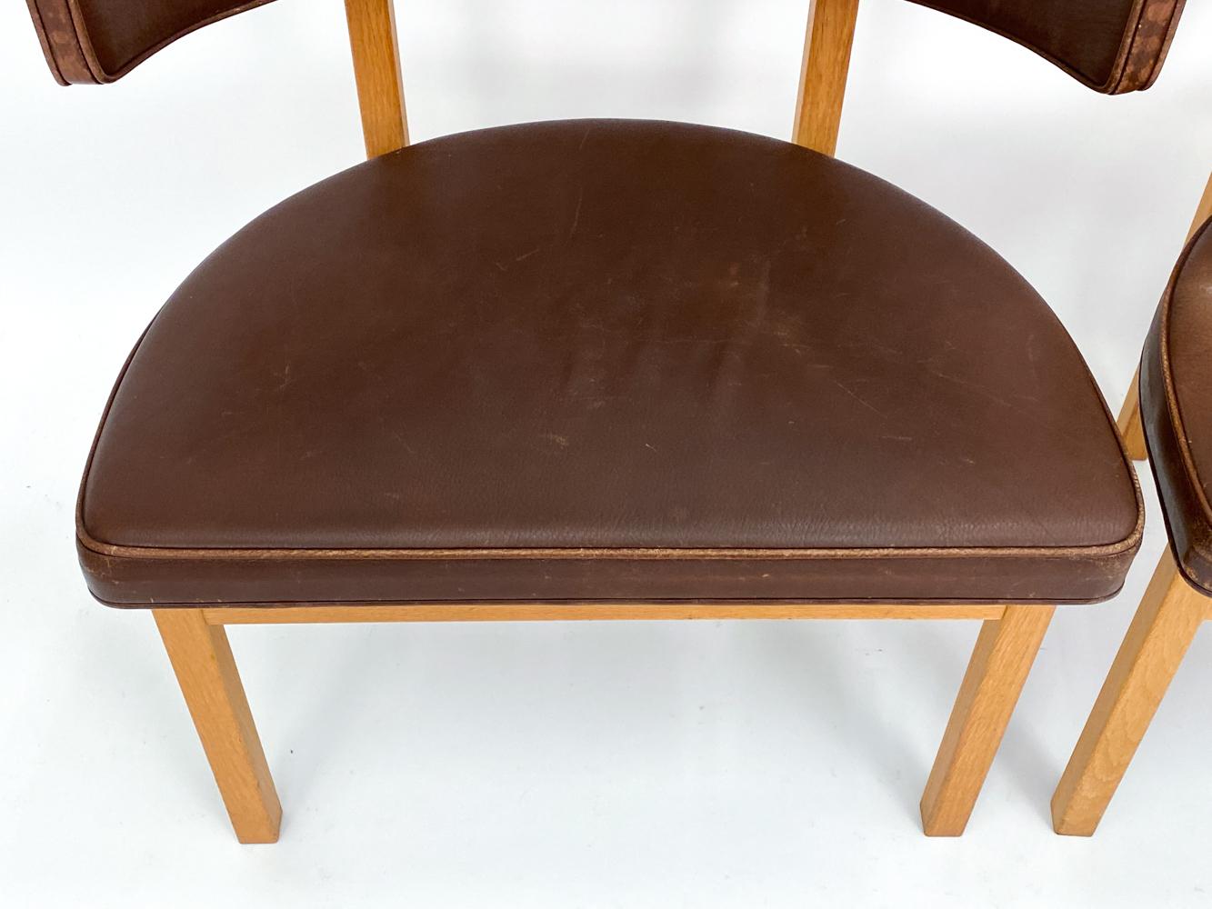 Leather (7) Børge Mogensen 'Model 3245' Chairs for Fredericia Stolefabrik, Denmark For Sale