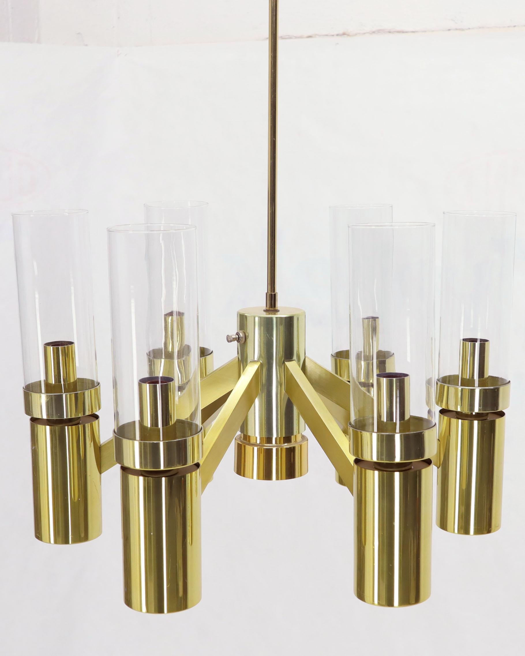 7 Glühbirnen 6 Punkt Geometrische 3-Wege-Italienische Leuchte Kronleuchter Parzinger Stil (Moderne der Mitte des Jahrhunderts) im Angebot
