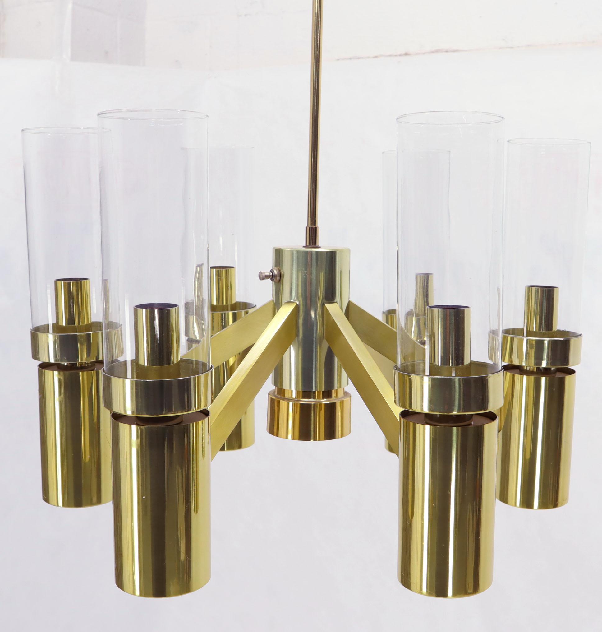 7 Bulbs 6 Point Geometric 3 Way Italian Light Fixture Chandelier Parzinger Style For Sale 1