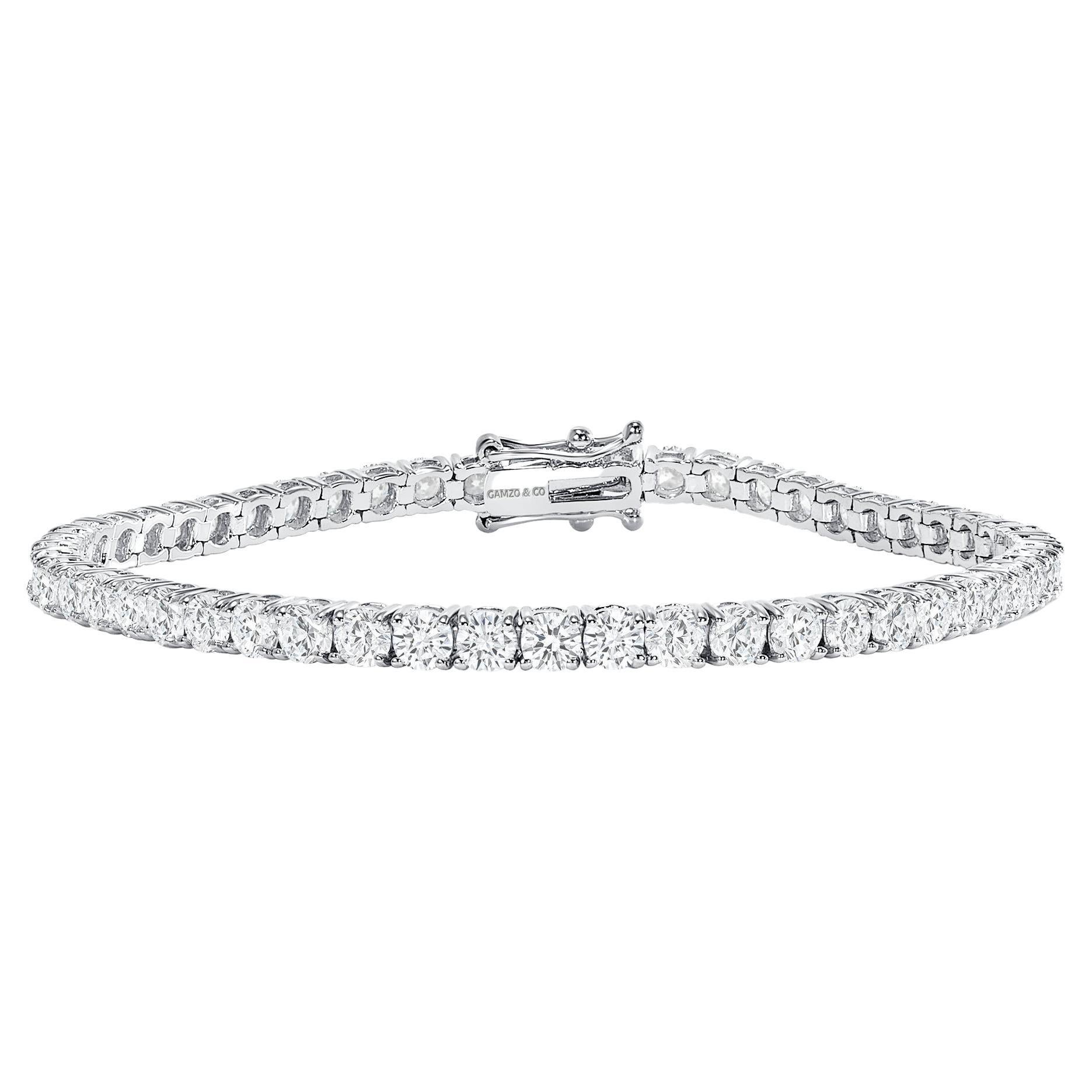Pulsera de tenis de diamantes naturales de 7 quilates en oro blanco de 14k