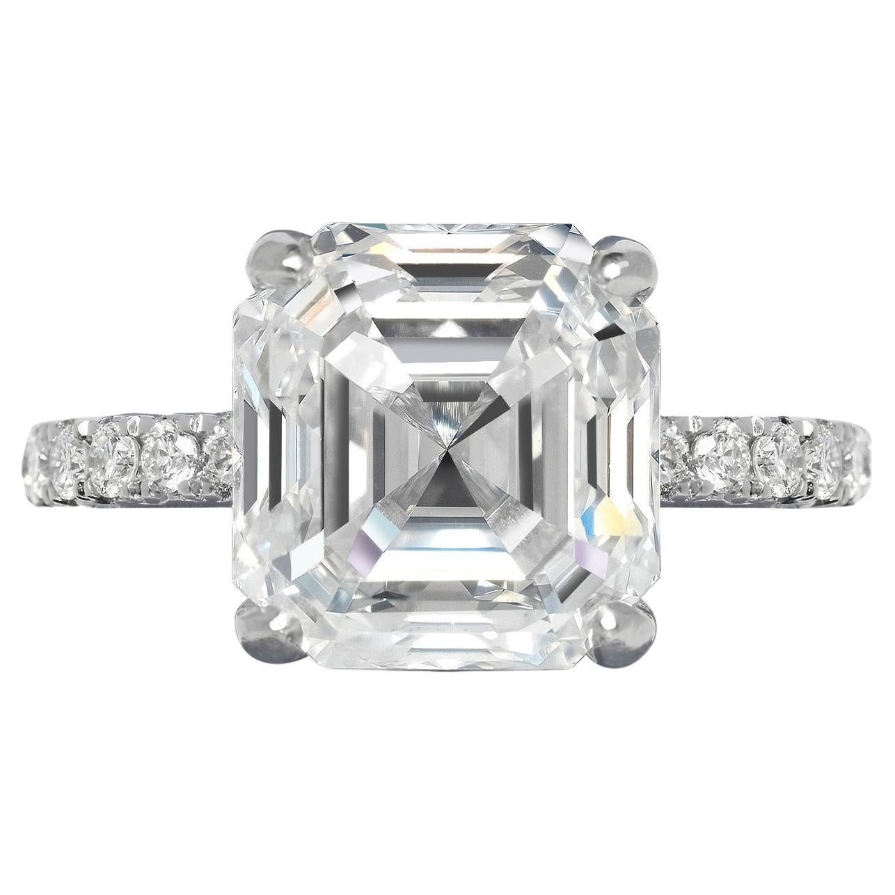 Bague de fiançailles en diamant taille Asscher de 7 carats certifié GIA, G VVS1
