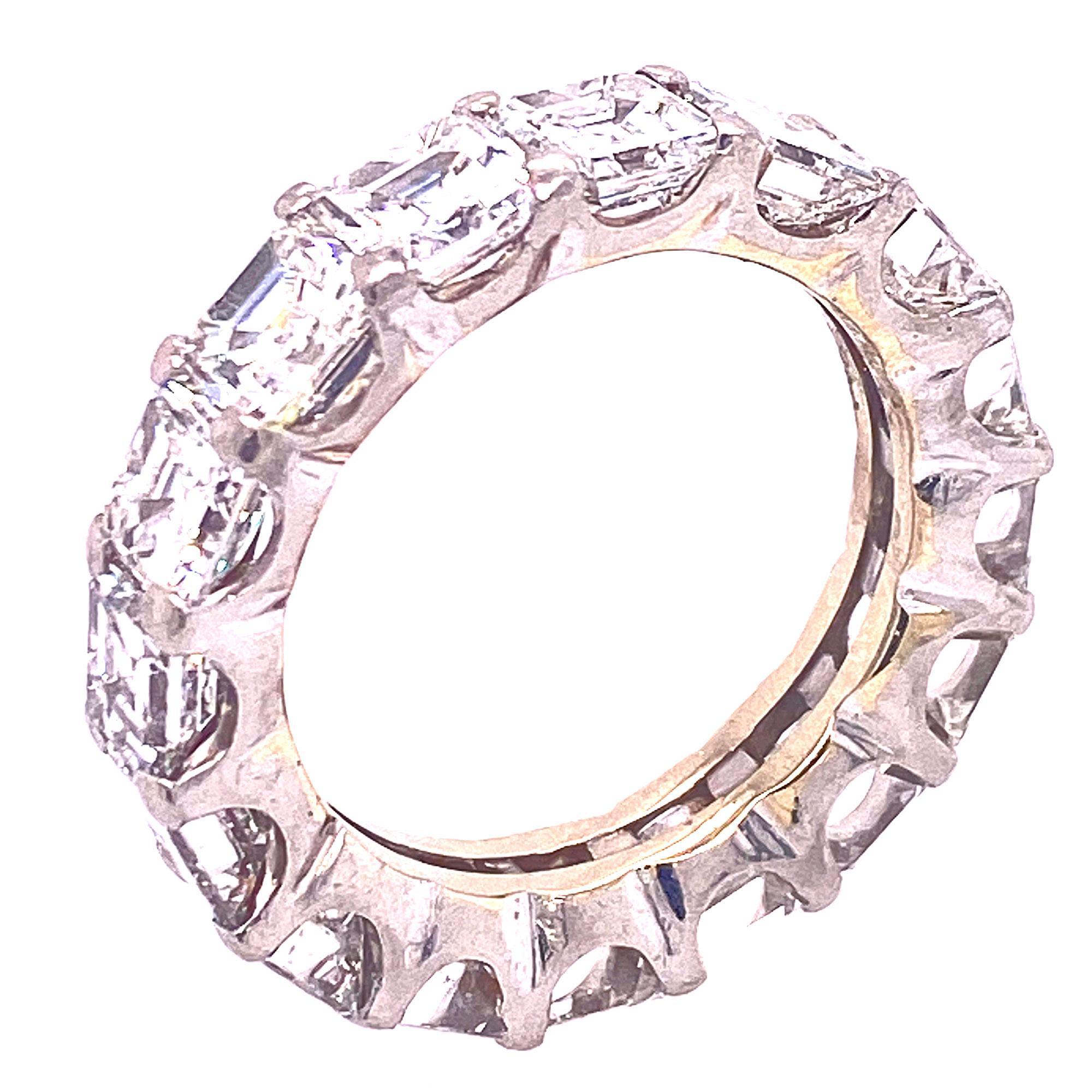 7 Carat Asscher Cut Diamond Platinum Eternity Band Ring In Excellent Condition In Boca Raton, FL