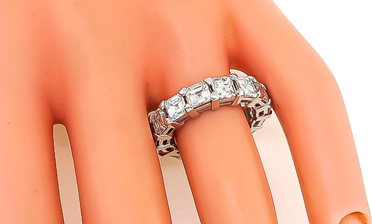 7 Carat Asscher Cut Diamond Platinum Eternity Wedding Band In Good Condition In New York, NY