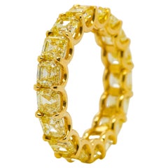 7 Carat Asscher Cut Yellow Diamond Eternity Band 18K Yellow Gold