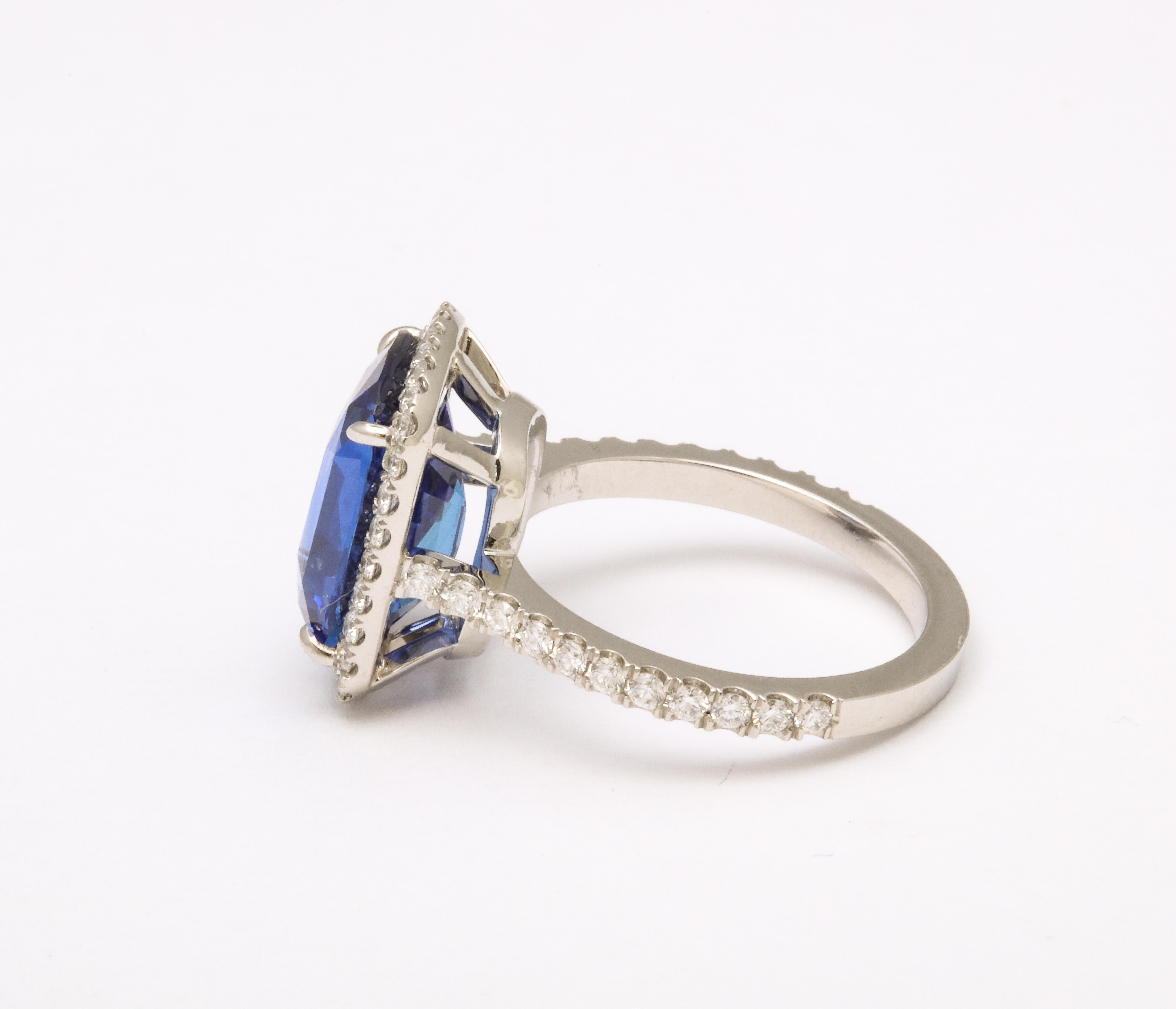 7 Carat Blue Sapphire and Diamond Ring 3