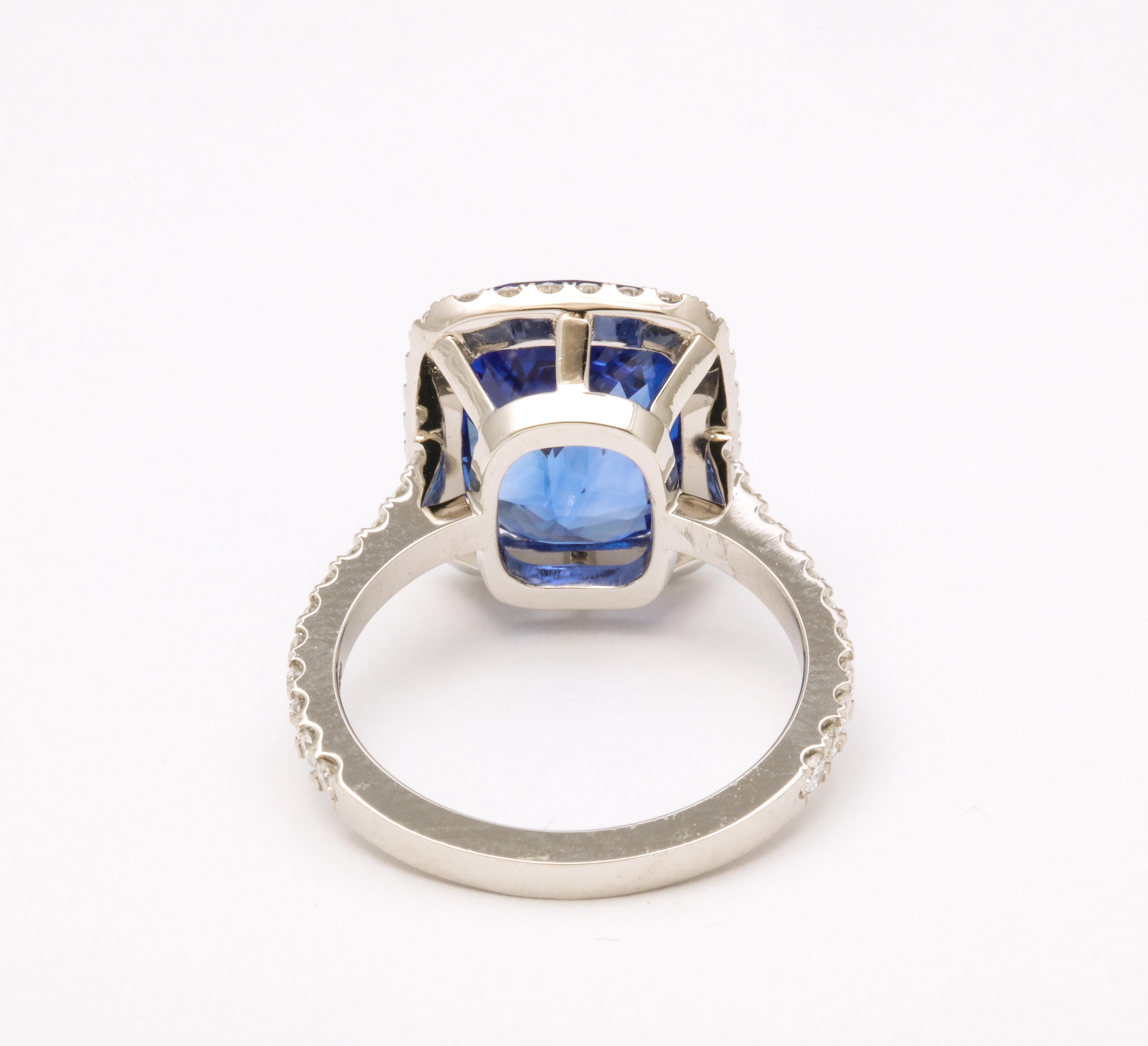 7 Carat Blue Sapphire and Diamond Ring 2