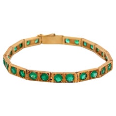 7 Carat Colombian Emerald Bracelet or 18K Vintage Box Link Matte Finish