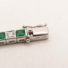Bracelet « tennis » en platine avec émeraude colombienne de 7 carats et diamants