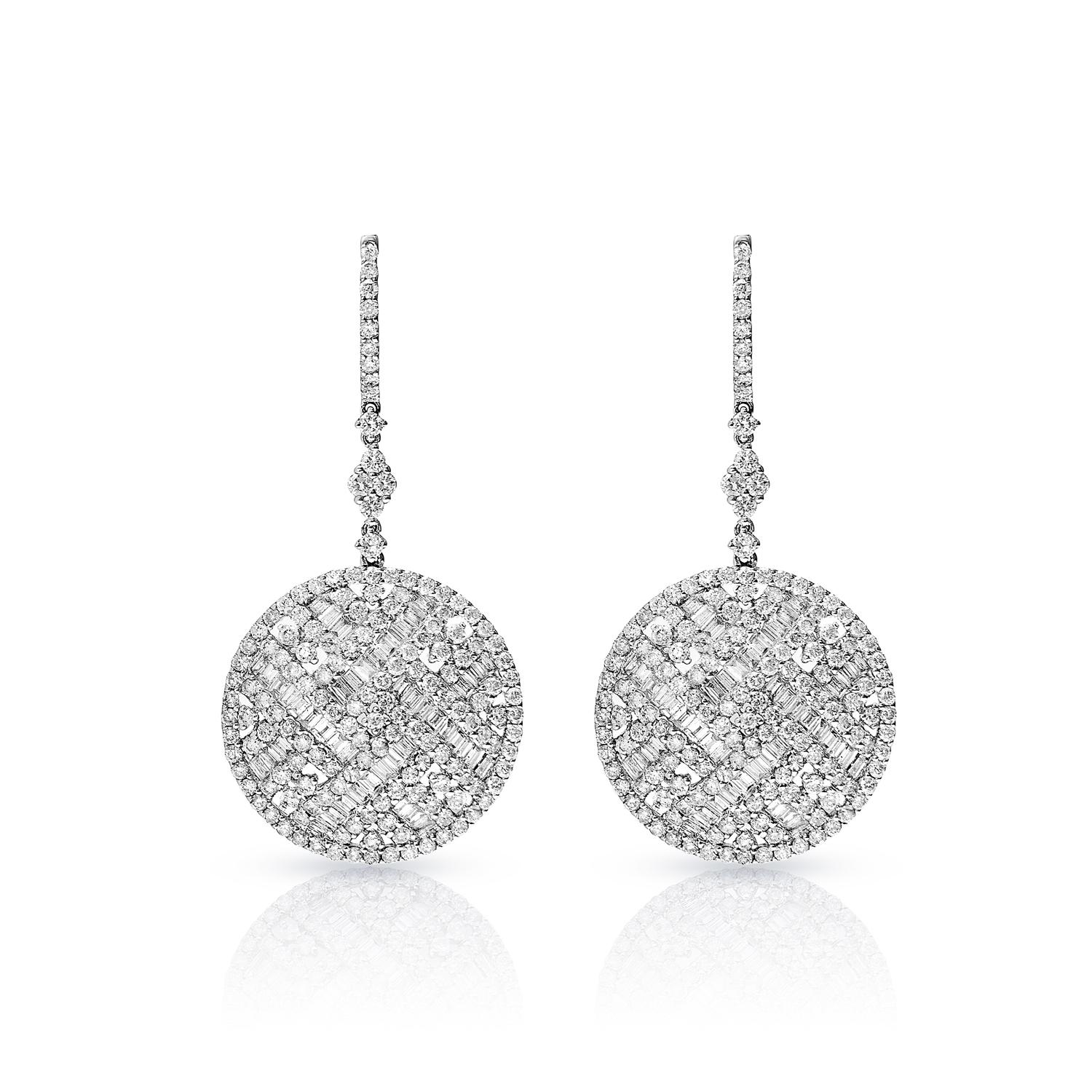 Diamond Drop Earrings For Ladies:

Carat Weight: 6.67 Carats
Style: Combined Mixed Shape (CMB)
Metal: 18kt White Gold 13.20 grams
Style: Drop Earrings