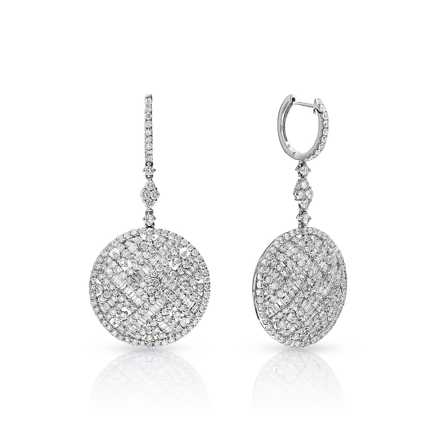 Mixed Cut 7 Carat Combined Mixed Shape Diamond Drop Earrings Certified For Sale