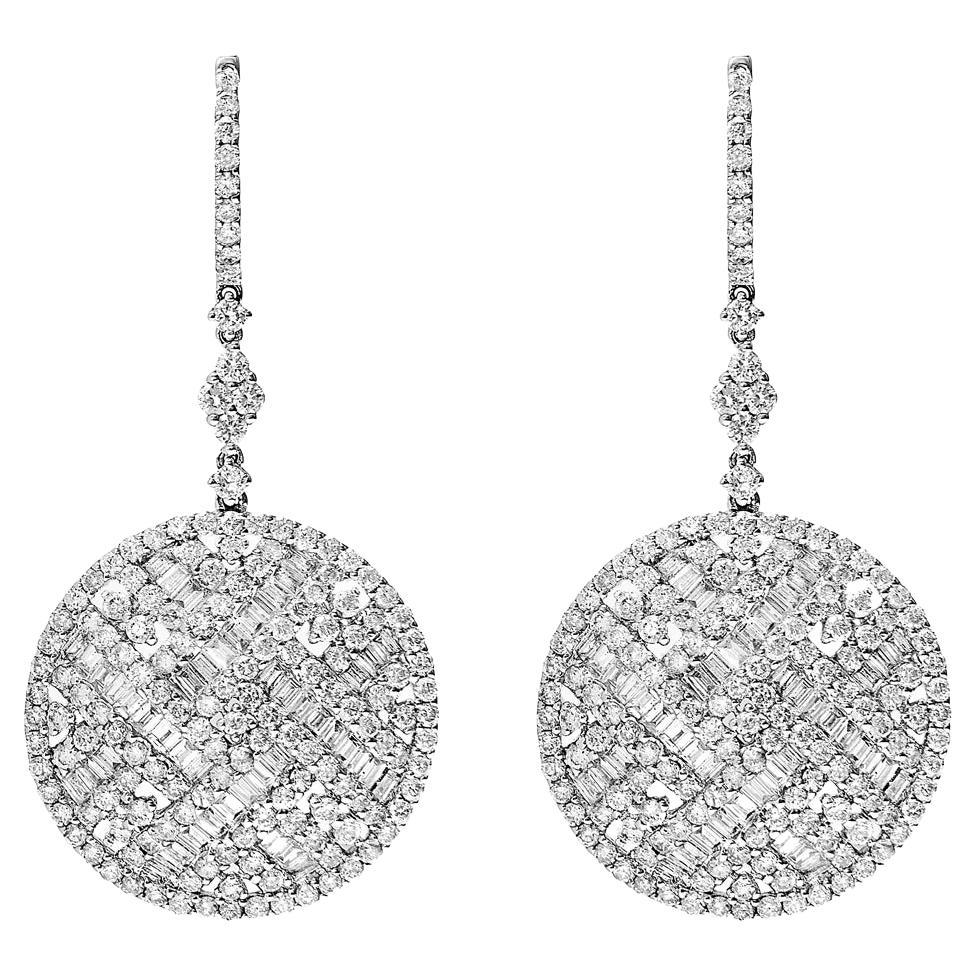 7 Carat Combined Mixed Shape Diamond Drop Earrings Certified For Sale