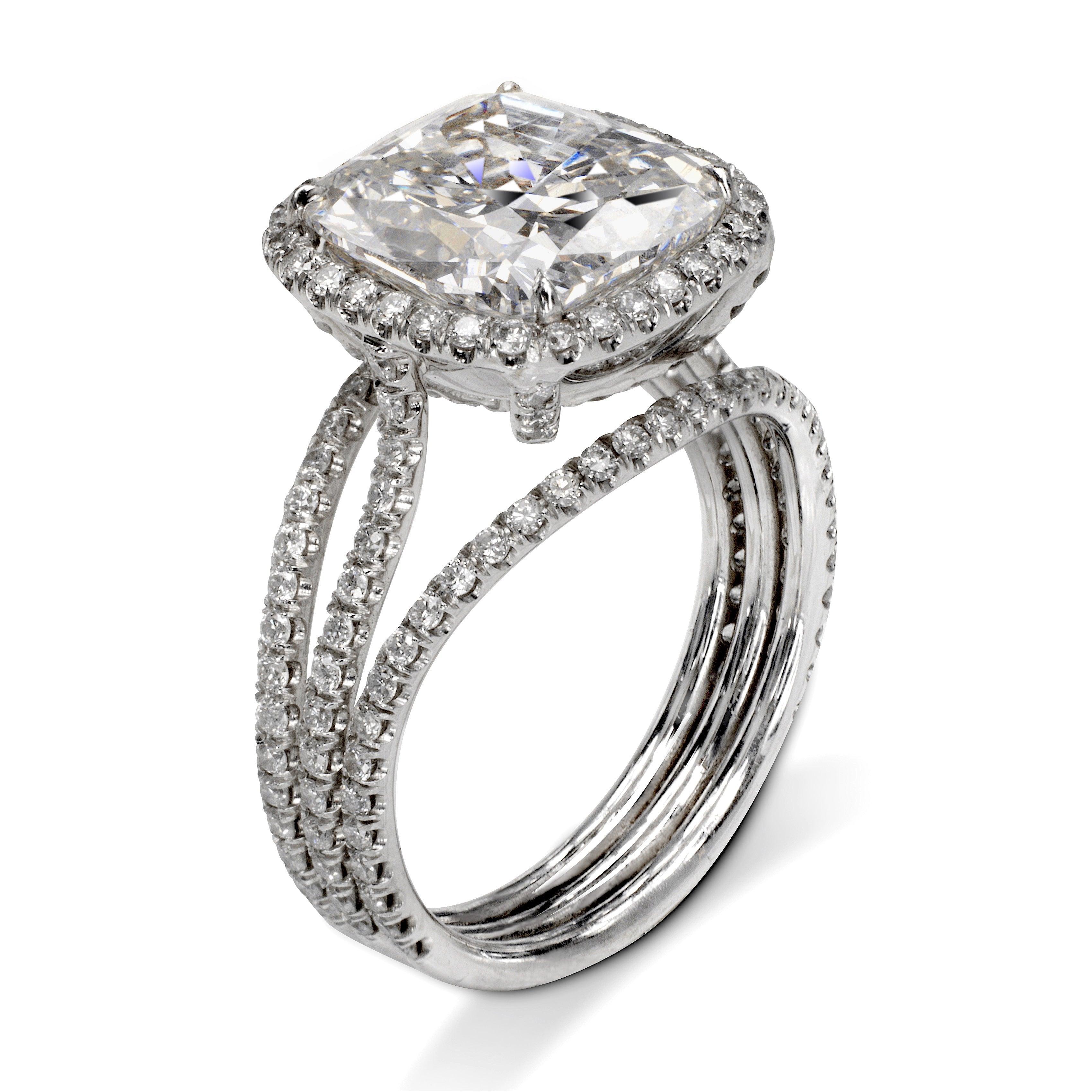 7 Karat Diamant-Verlobungsring mit Kissenschliff, zertifiziert F VS2 im Zustand „Neu“ im Angebot in New York, NY