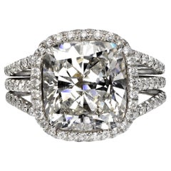 7 Carat Cushion Cut Diamond Engagement Ring Certified F VS2