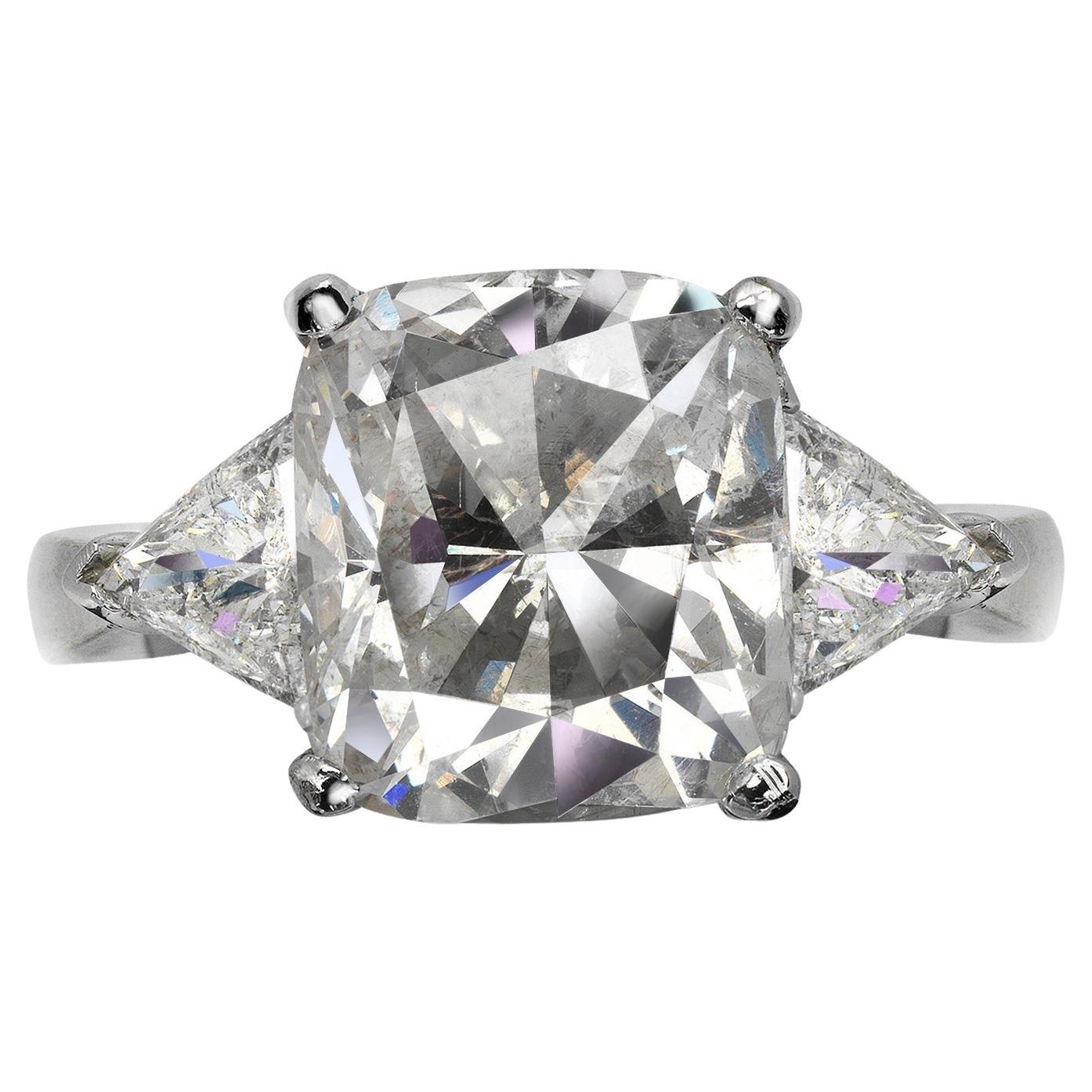 Bague de fiançailles avec diamant taille coussin de 7 carats certifié H SI1