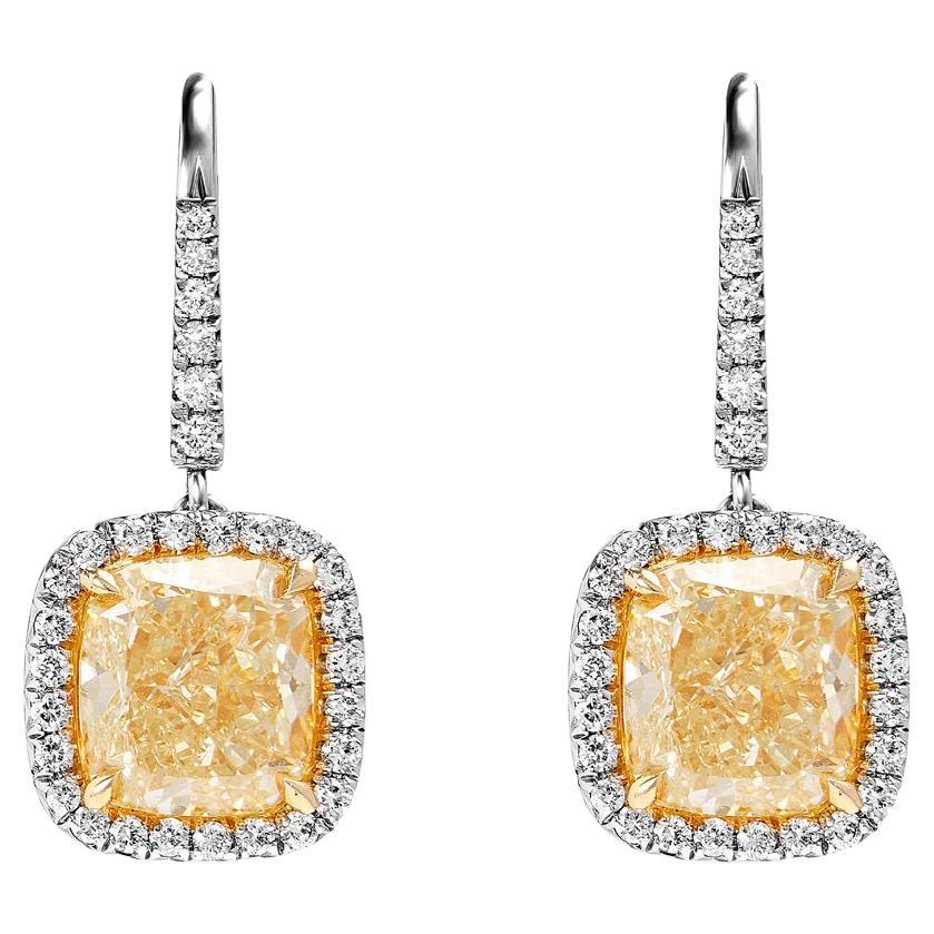 Boucles d'oreilles Leverback 7 Carat Halo Diamond Cushion Cut Certified Y en vente