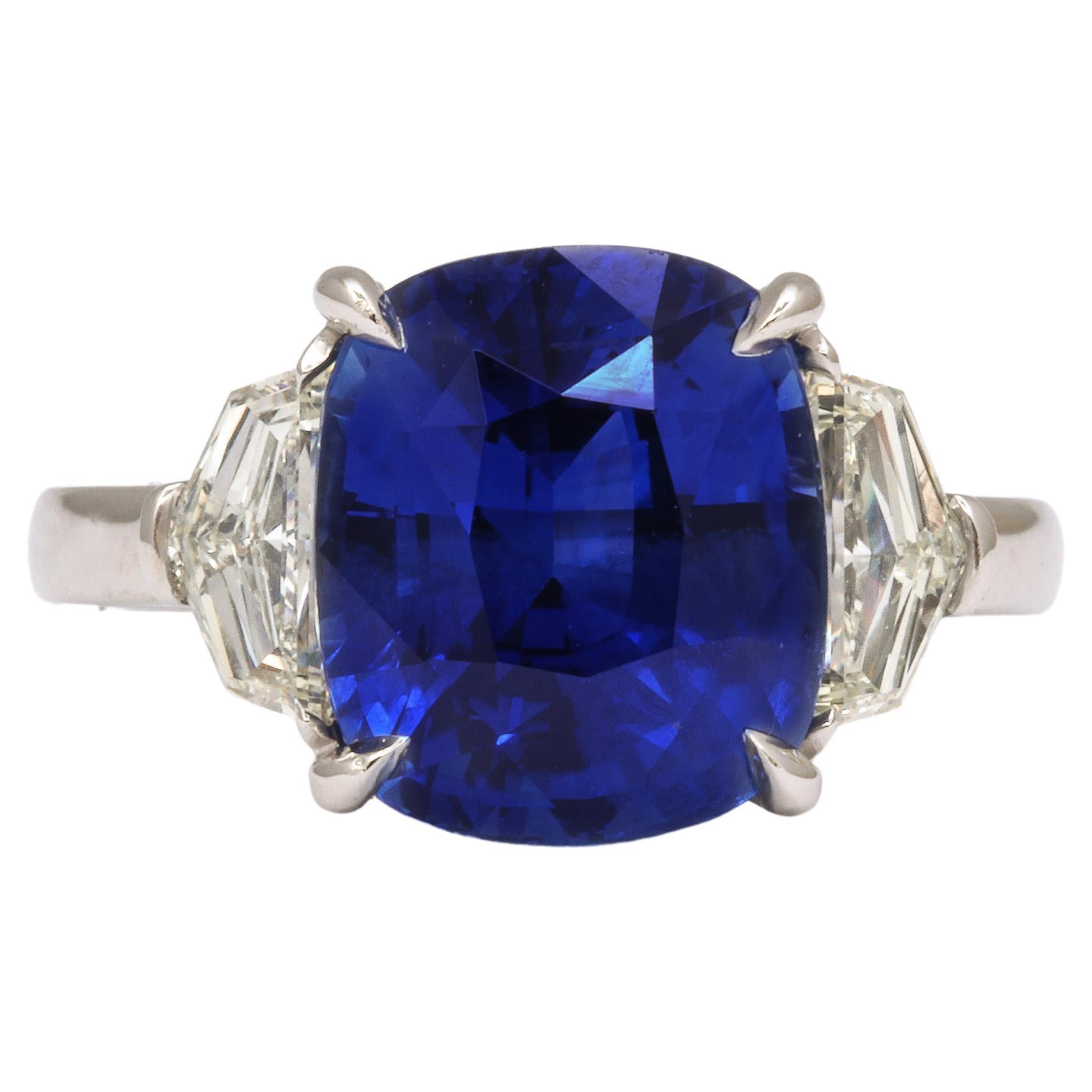 7 Carat Cushion Cut Sapphire and Diamond Ring