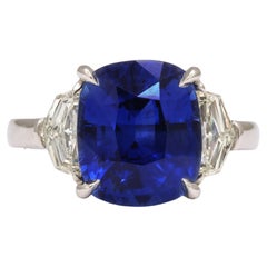 7 Carat Cushion Cut Sapphire and Diamond Ring