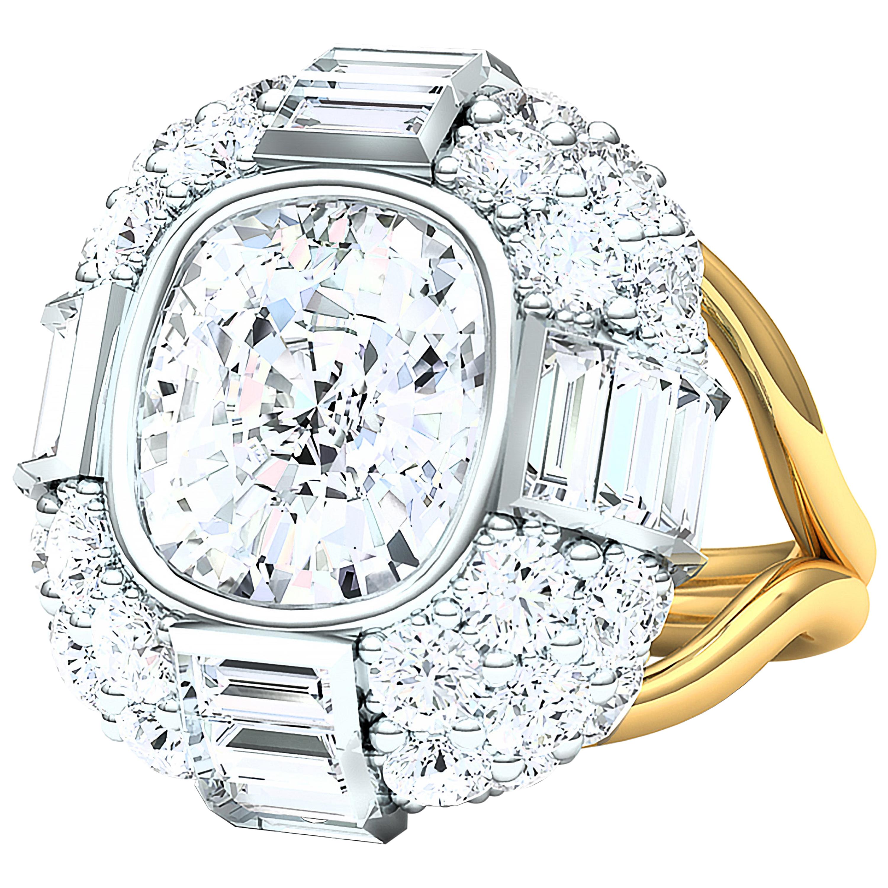 7 Carats Cushion Diamond Engagement Ring