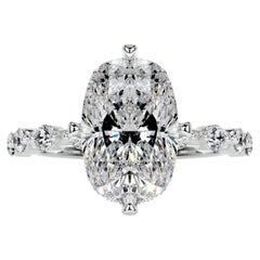 7 Carat Cushion Statement Brilliant White / D color VVS 14K White Gold