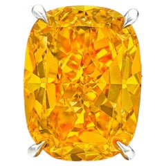 7 Carat Cushion Statement Fancy Yellow 14K White Gold Rare Fancy-Color Splendour