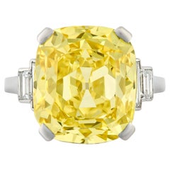 7 Carat Cushion Statement Fancy Yellow 14K White Gold Rare Fancy-Color Splendour