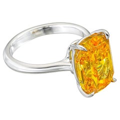 7 Carat Cushion Statement Fancy Yellow 14K White Gold Rare Fancy-Color Splendour