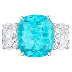 7 Carat Cushion Statement Paraiba Blue 14K White Gold Refined Grandeur
