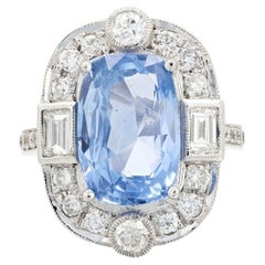 7 Carat Cushion Statement Royal Blue Sapphire 14K Gold Signature Sophistication