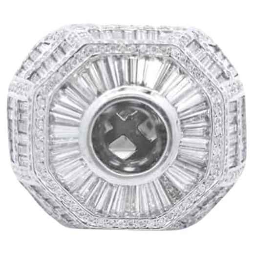 7 Carat Designer Semi Mount Gents Ring in 18K White Gold