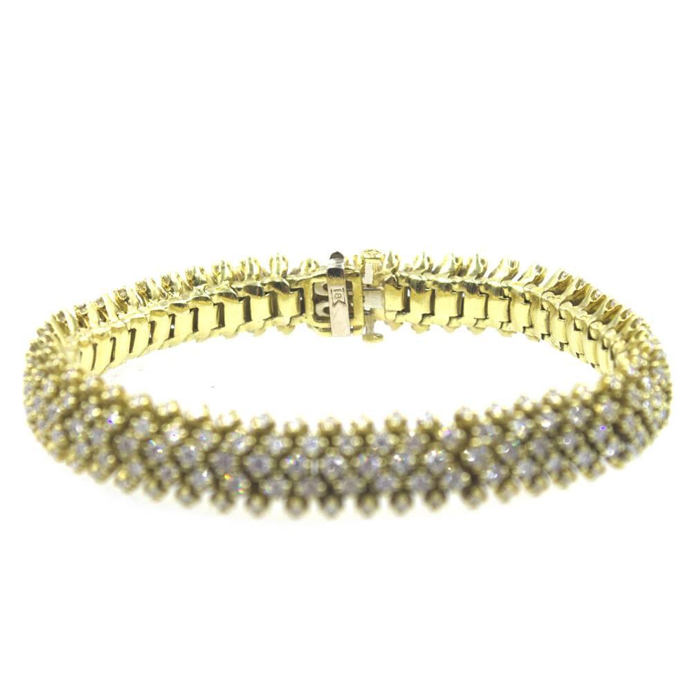 Modern 7 Carat Diamond 18 Karat Yellow Gold Bombay Style Five-Row Bracelet