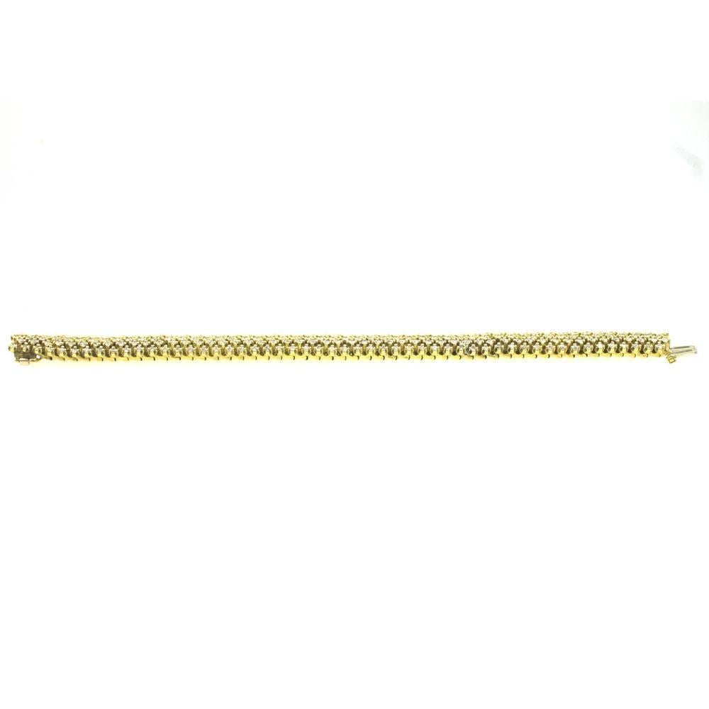 Women's 7 Carat Diamond 18 Karat Yellow Gold Bombay Style Five-Row Bracelet