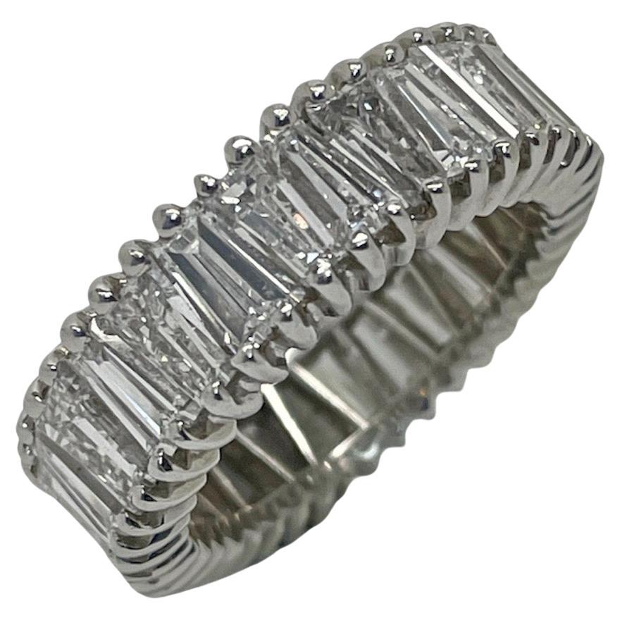 7 Carat Tapered Baguette Zig Zag Diamond and Platinum Eternity Band For Sale