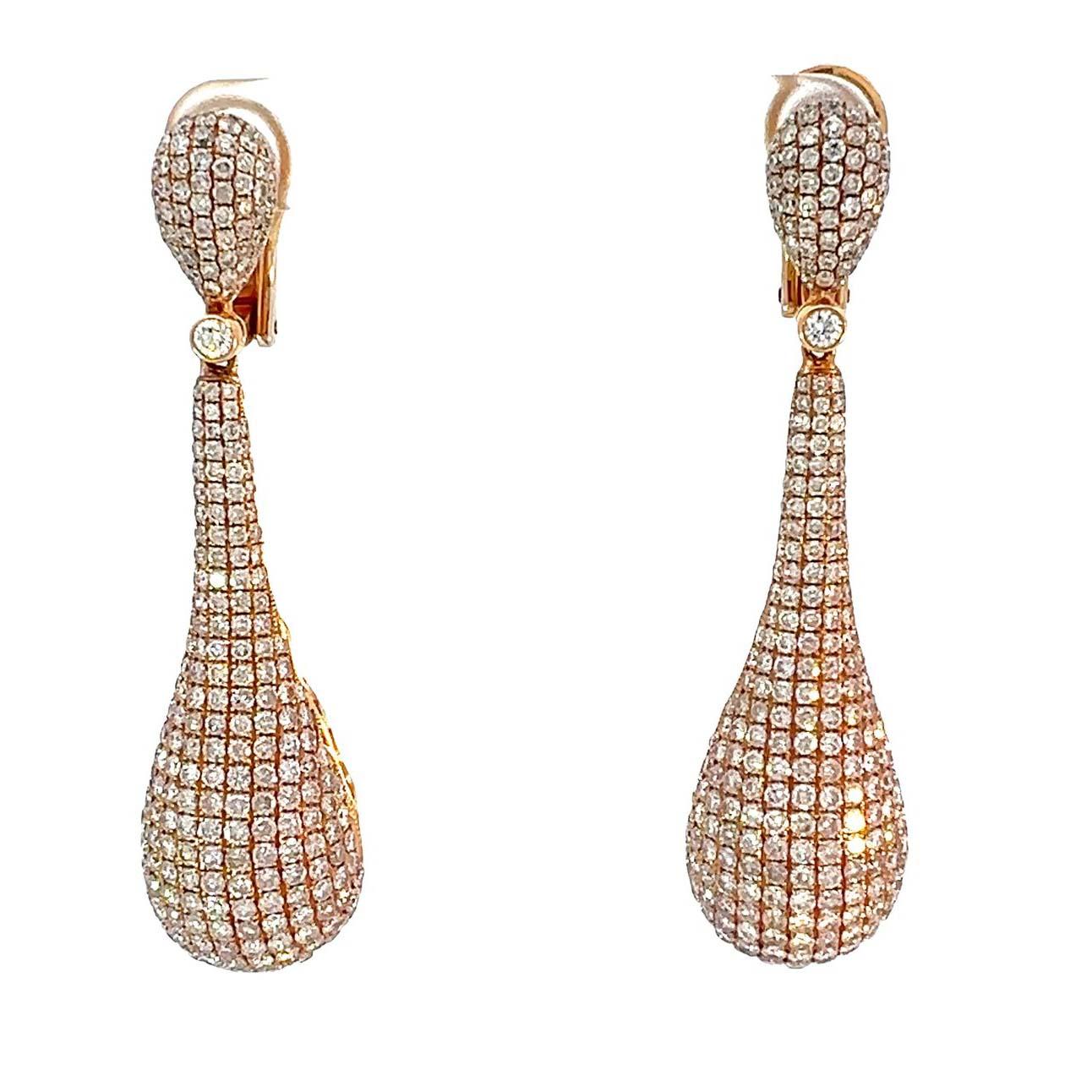Taglio rotondo Orecchini a goccia con diamante con chiusura a leva in vendita