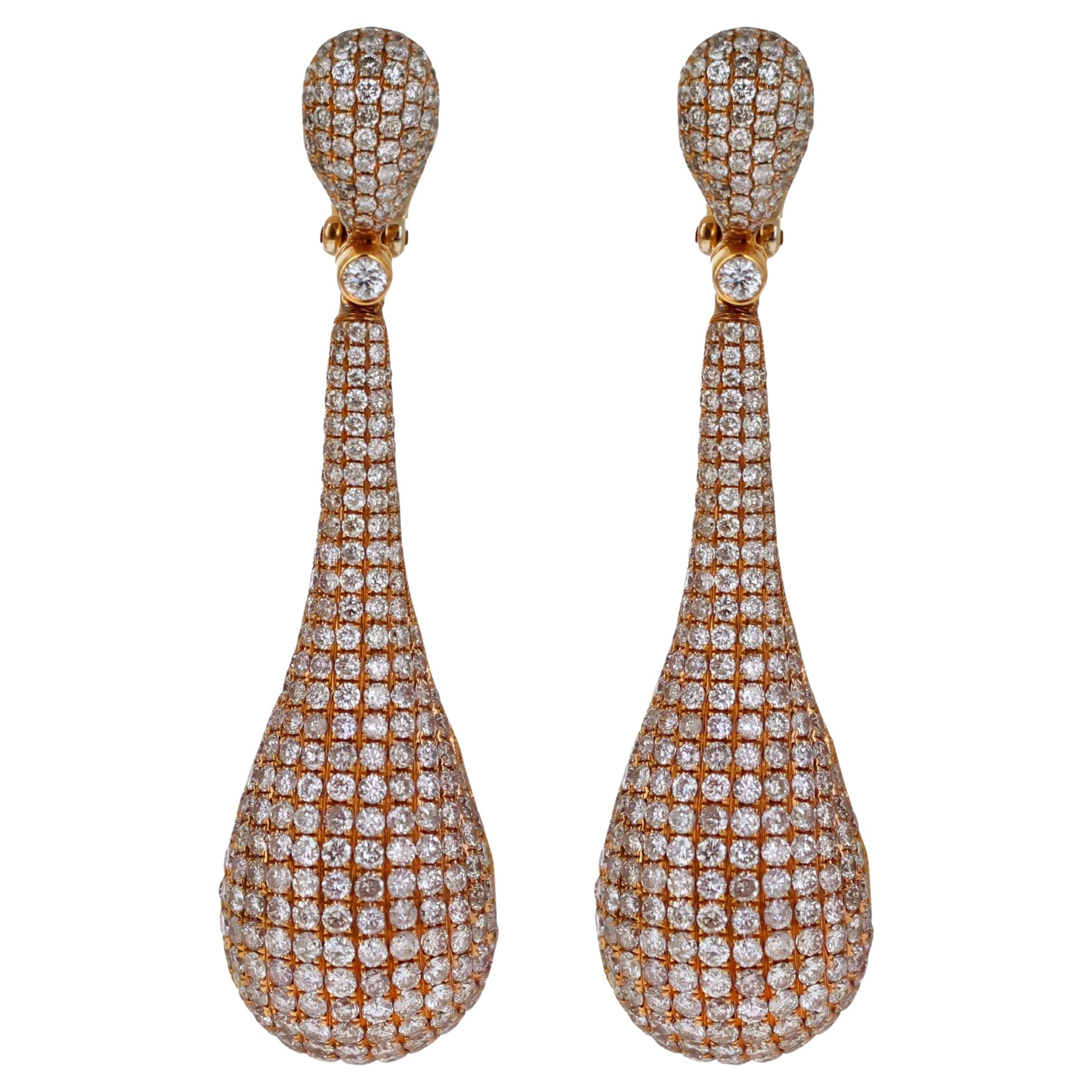 Diamond Drop Lever Back Dangle Earrings