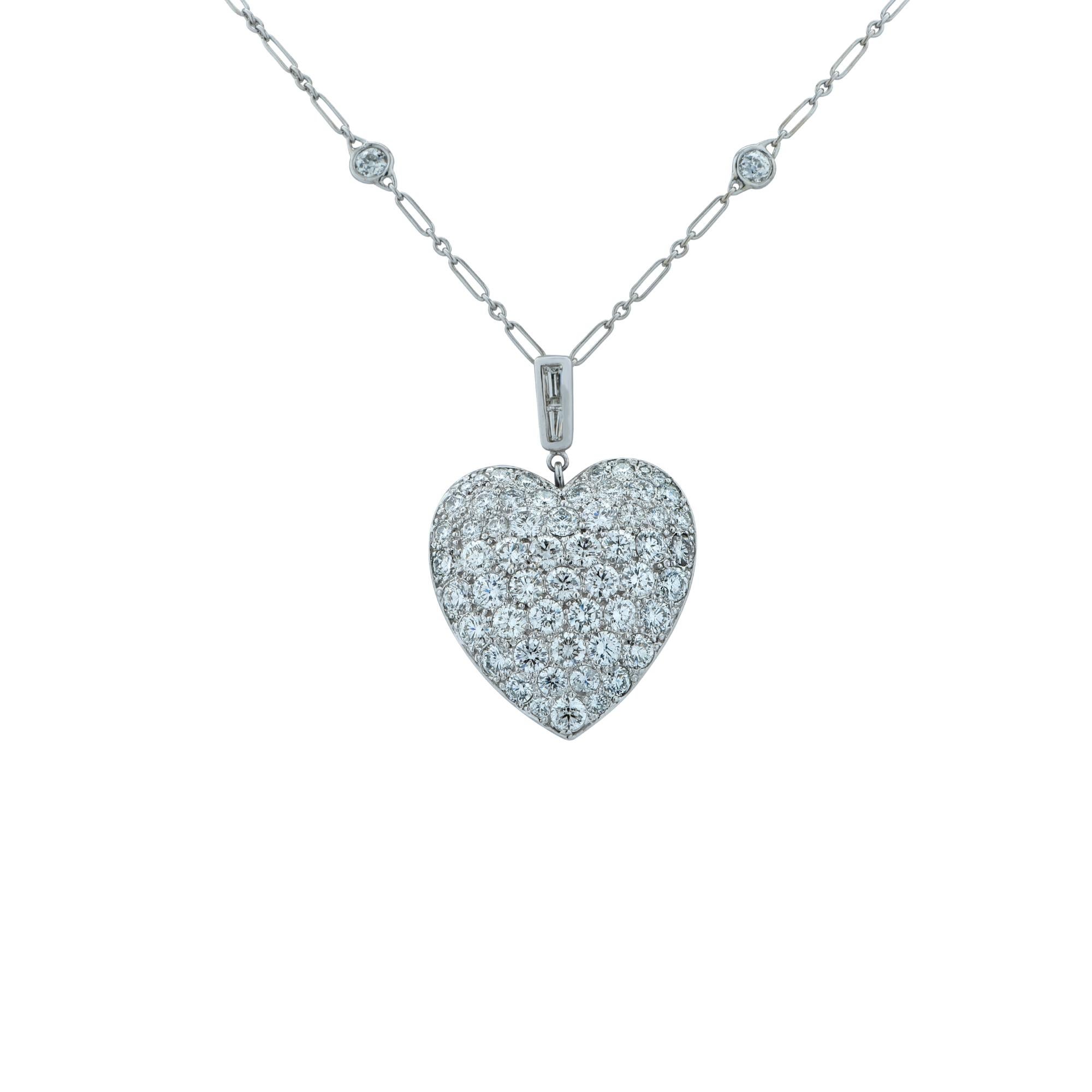 7 Carat Diamond Heart and Diamond Necklace In Excellent Condition In Miami, FL