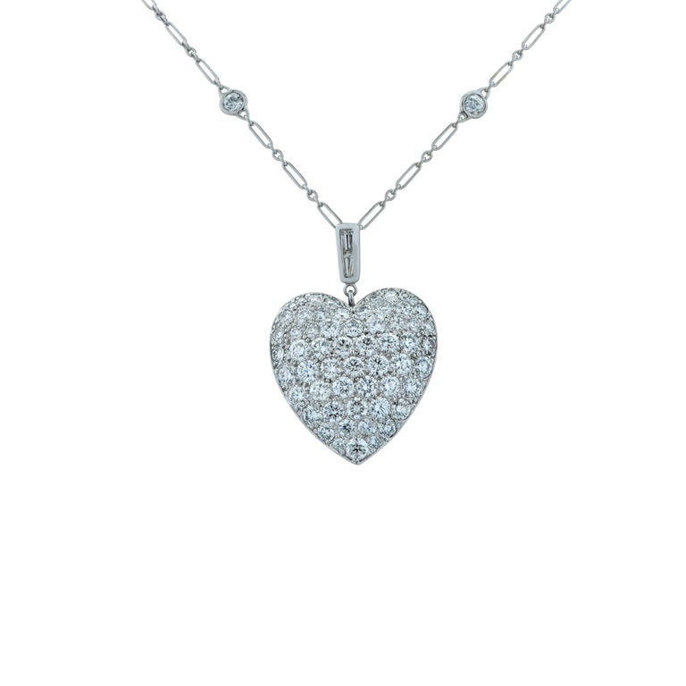 Women's 7 Carat Diamond Heart and Diamond Necklace For Sale