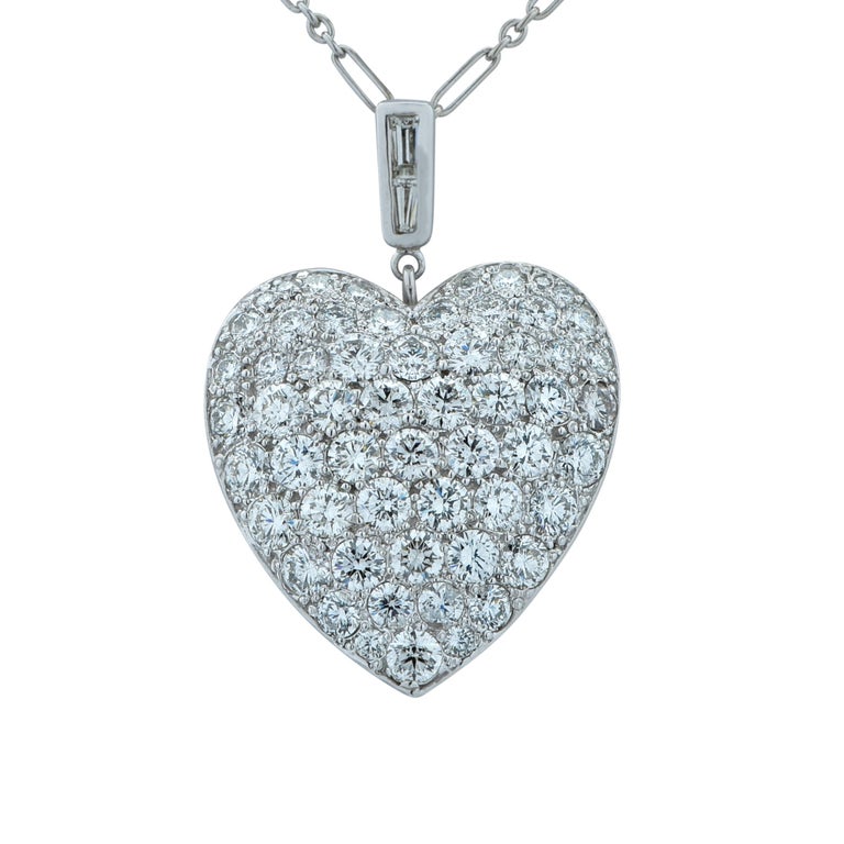 7 Carat Diamond Heart and Diamond Necklace For Sale