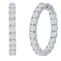 7 Carat Diamond Hoop Earrings 14 Karat White