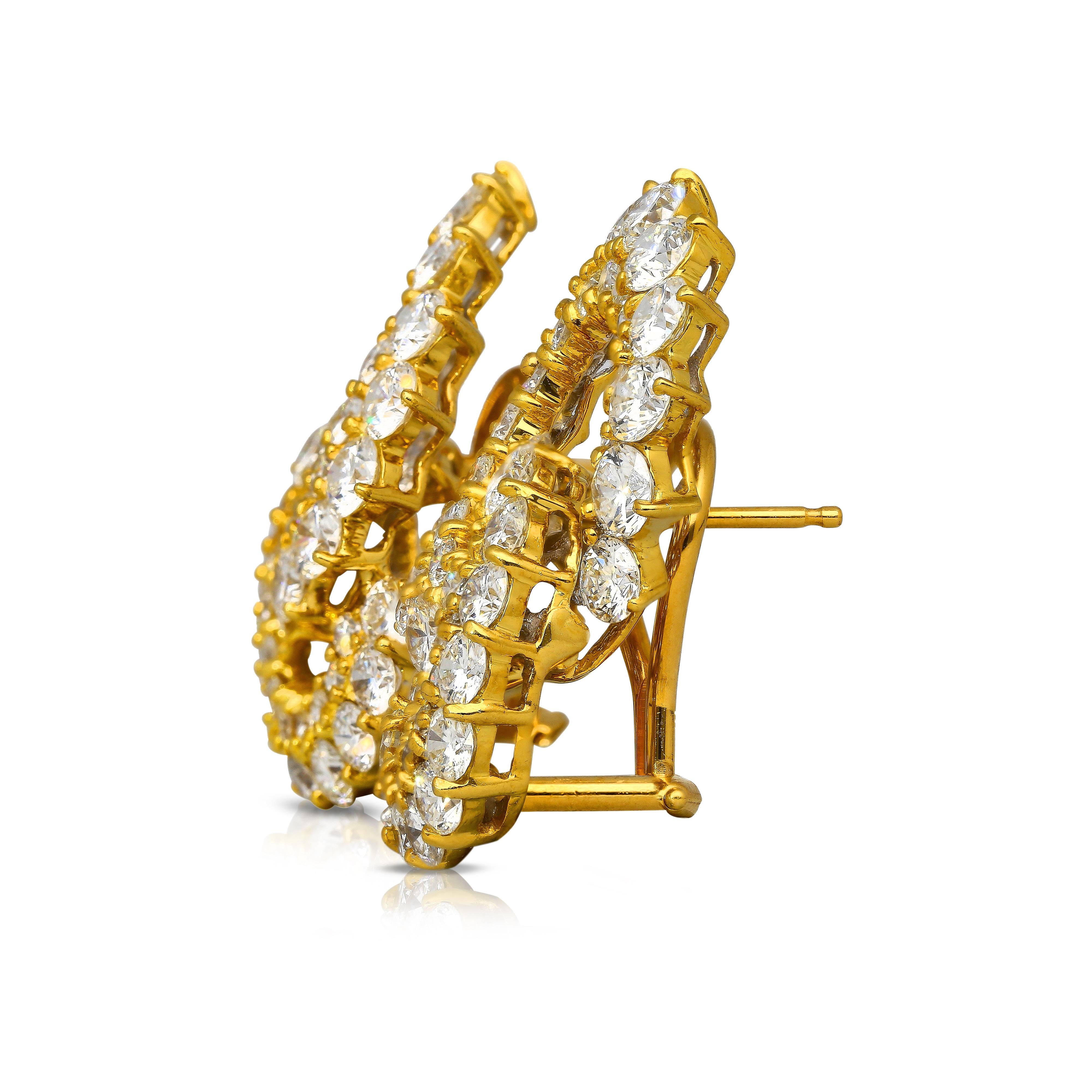 Boucles d'oreilles à clip en or 18 carats avec diamant de 7 carats à l'infini Neuf - En vente à Miami, FL