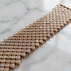 7 Karat Diamant A Link Mesh Flexibles Armband aus 14K Rose Gold