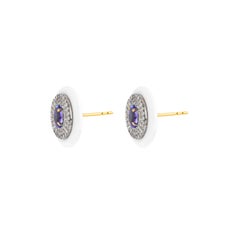 7 Carat Diamond, Opal and Tanzanite Stud Earrings